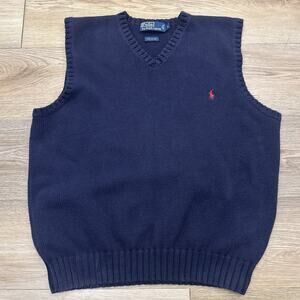 Vintage Polo Ralph Lauren Cotton Knit Sweater Vest Men's L Preppy Grandpa Core